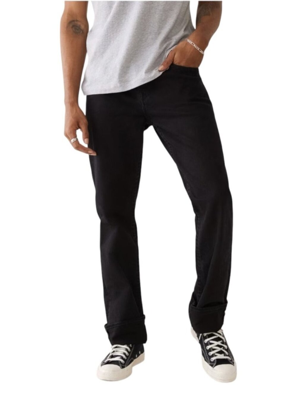True Religion Ricky Straight Jeans Men's 33 Body Rinse Black Horseshoe